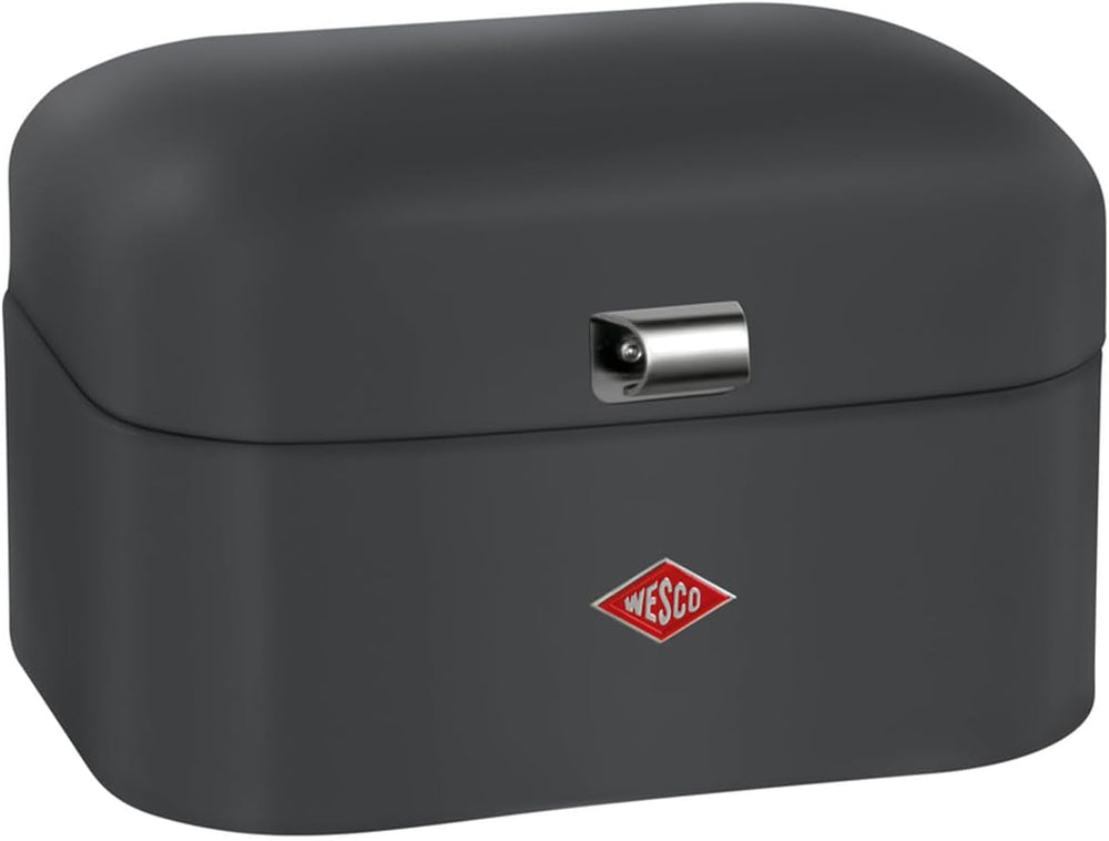 WESCO Boîte à pain simple Grandy en vert menthe, tôle d'acier enduite de poudre, trous d'aération et poignée robuste Boîtes de conservation des aliments Naty Shop graphite mat