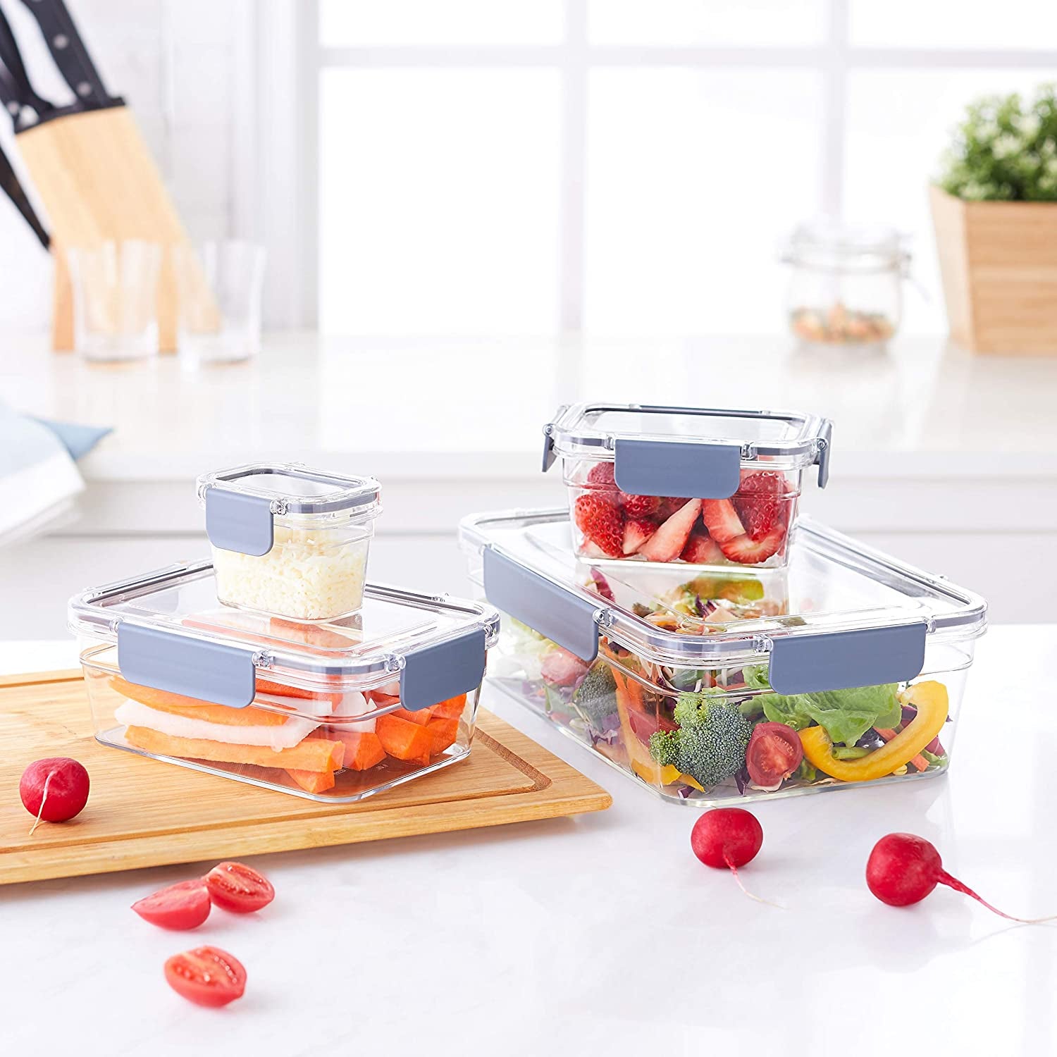 Amazon Basics Boîte de conservation Tritan avec fermeture, paquet de 11, (11 boîtes + 11 couvercles), transparentes Boîtes de conservation des aliments Naty Shop