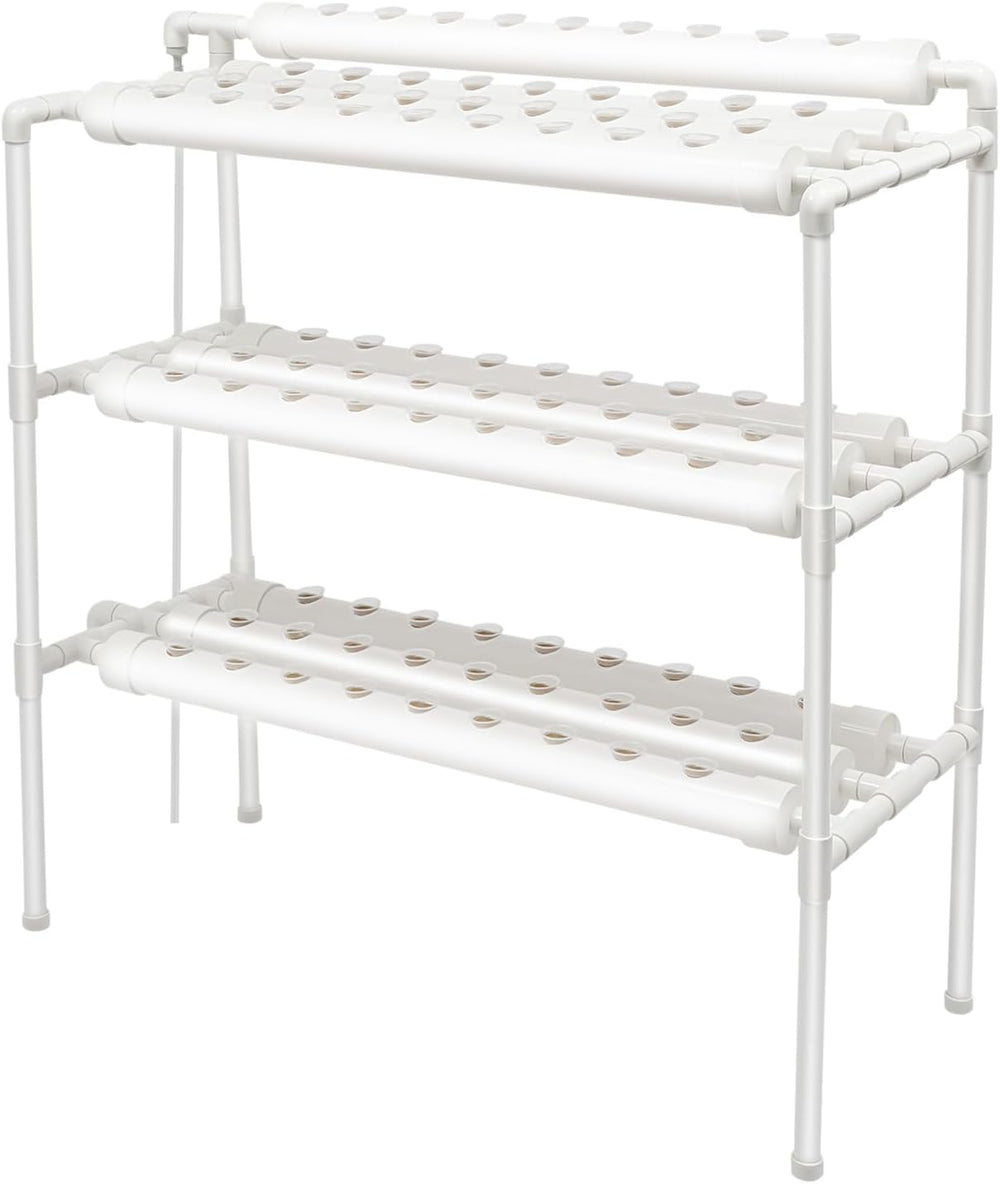 Kit de culture hydroponique à 3 couches avec 90/108 positions de plantation et pompe à eau, systèmes de culture de plantes sans sol en PVC, kits de culture hydroponique pour légumes et fruits (108 positions de plantation)