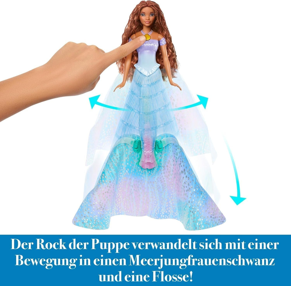 Mattel Disney Princess Ariel Doll, Inspirată de filmul Mica Sirenă, Transformare: Jucărie om-sirenă, Mobil, Cadouri Disney, Jucării de la 3 ani, HLX13 Papusi Naty Shop