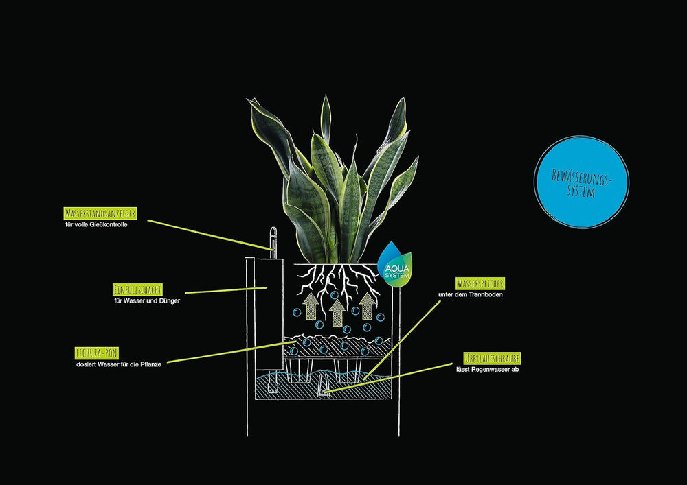 CANTO Jardinière en pierre 30 haut, Noir graphite, Plastique de haute qualité, Système d'arrosage inclus, Insert de plantation amovible, Pour intérieur et extérieur, 13602, 30x30x56 cm