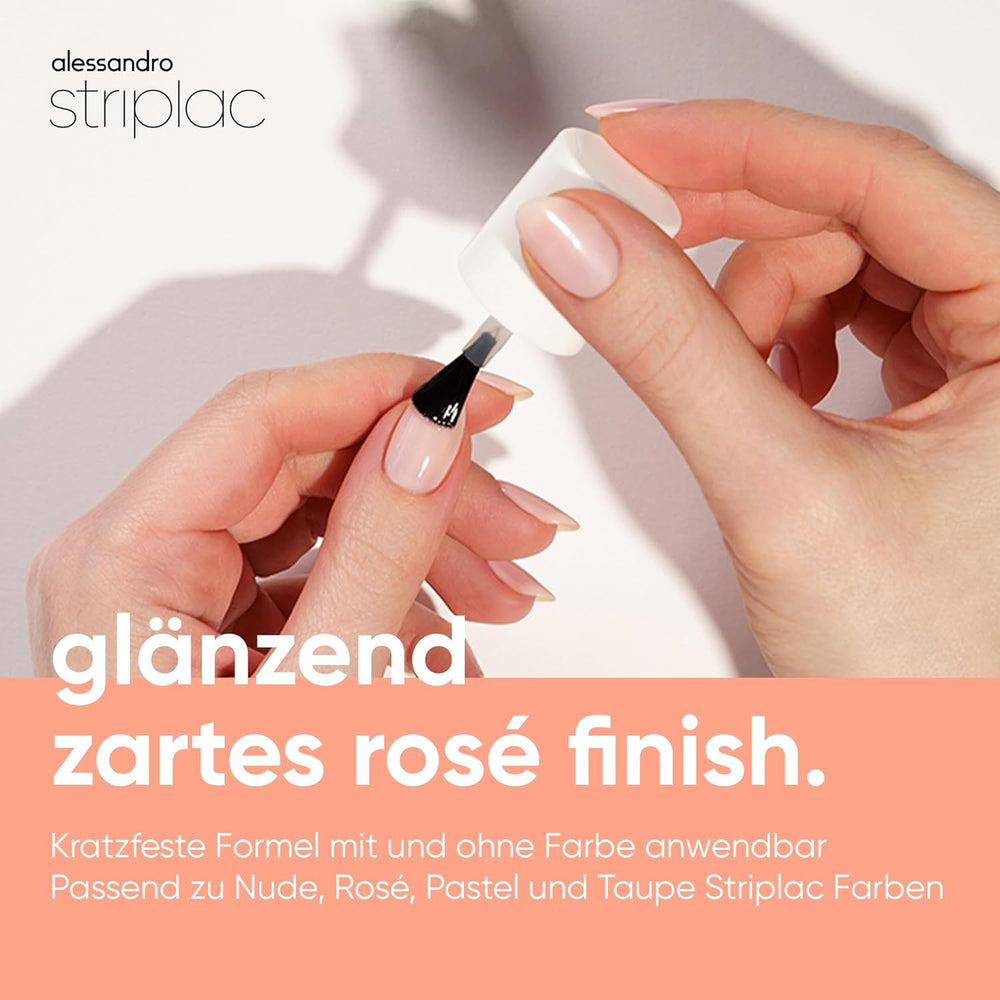 alessandro Striplac UV Top Coat Rosé - Ongles brillants et résistants aux rayures jusqu'à 15 jours - Peut être utilisé avec ou sans couleur - Technologie d'élimination en douceur - Vegan - Rose, Transparent, 6,5 ml
