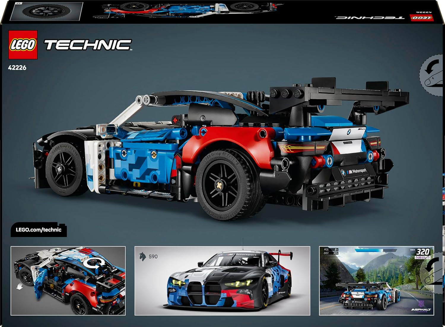LEGO Technic BMW M4 GT3 EVO Race Car - Modellbausatz mit V6-Motor, Steering & Open Doors - Cadeau de jeu pour les garçons de 11 ans et jeunes fans de sport automobile - 42226