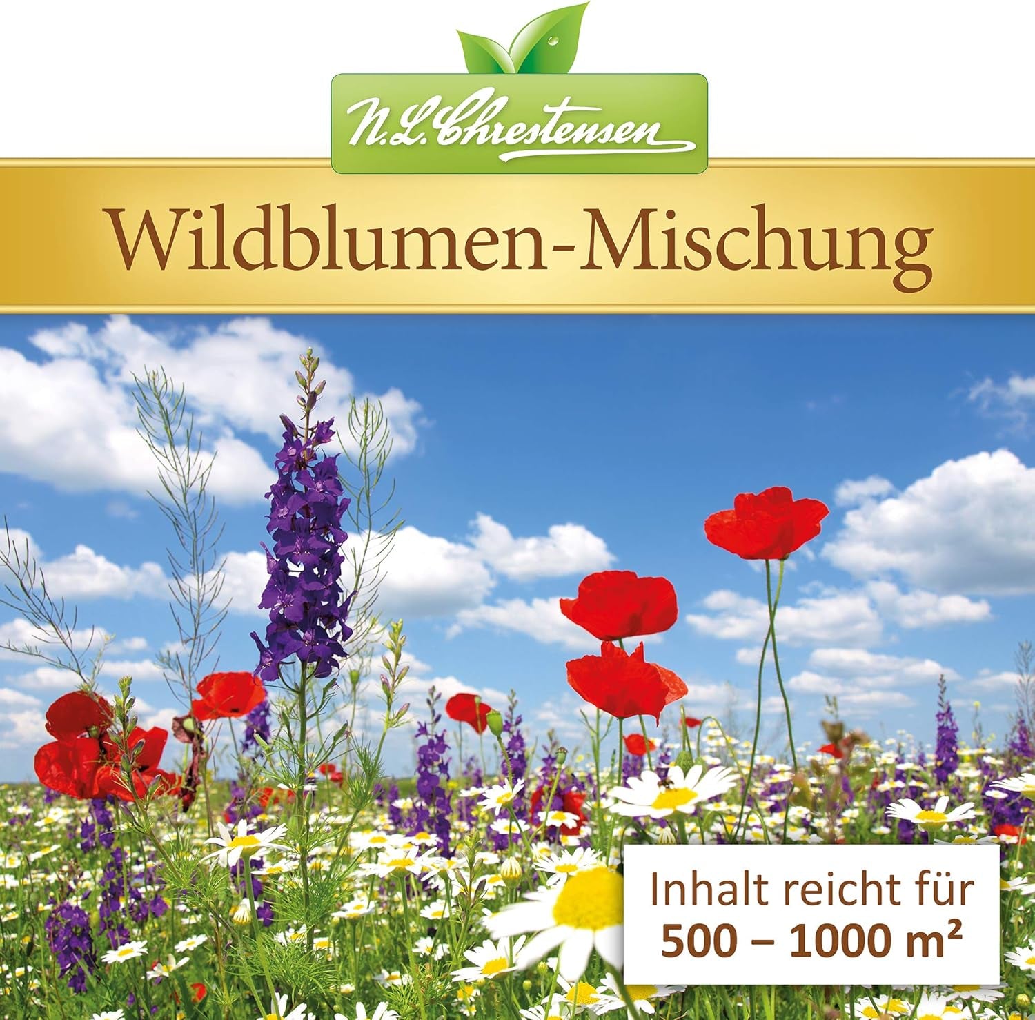 Mélange de fleurs sauvages NL Chrestensen | Seau 5L pour 500-1000 m² | Graines de fleurs vivaces rustiques | Prairie de fleurs sauvages pour les abeilles et les papillons | Pour jardin, prairie