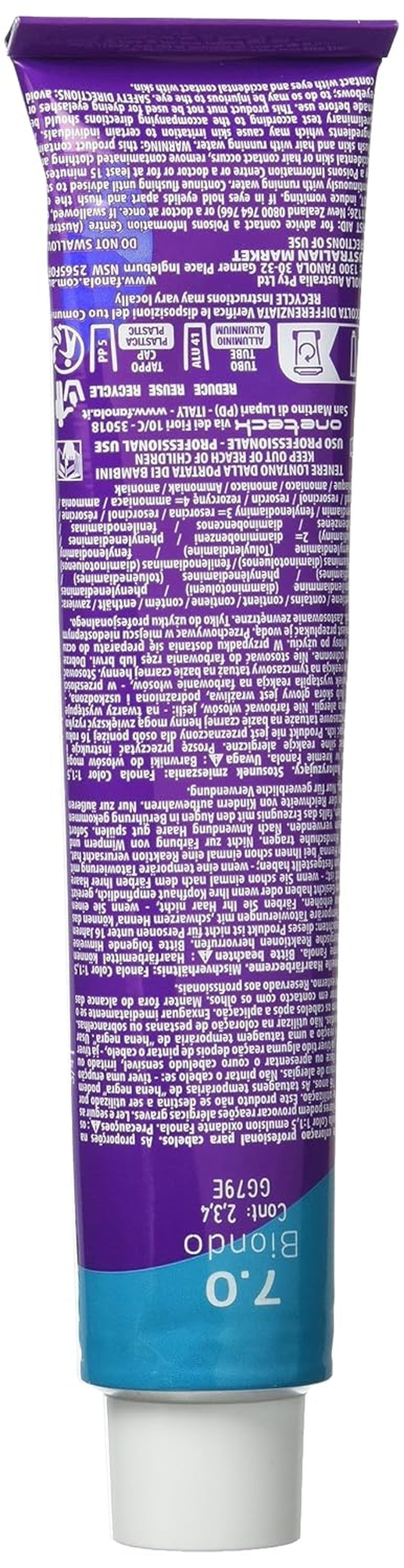 Fanola crema colore Crème colorante 7.0 Blond, 100 ml Teinture capillaire Naty Shop