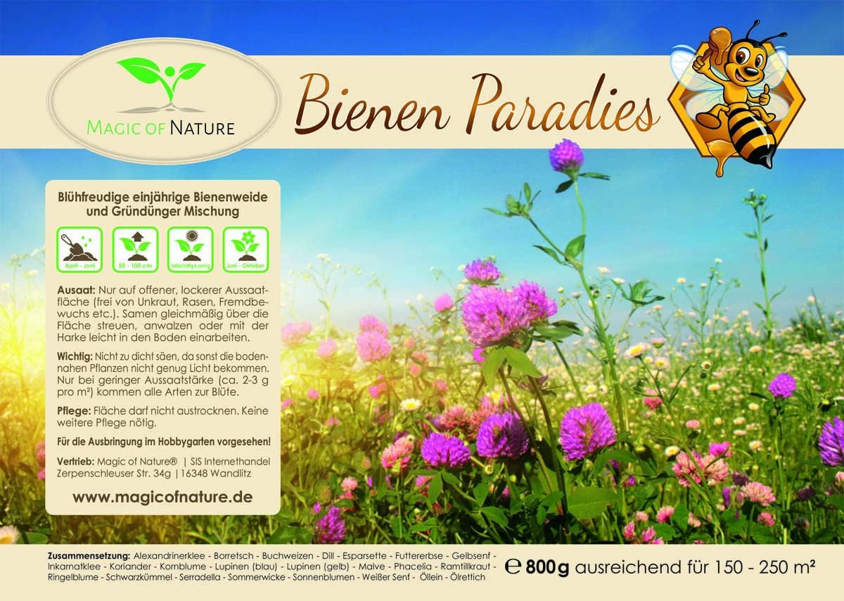 Magie de la Nature 800gr. Blumensamen Mischung - Bienen Paradies - Blumensamen Bienenweide für 150 bis 250 m²