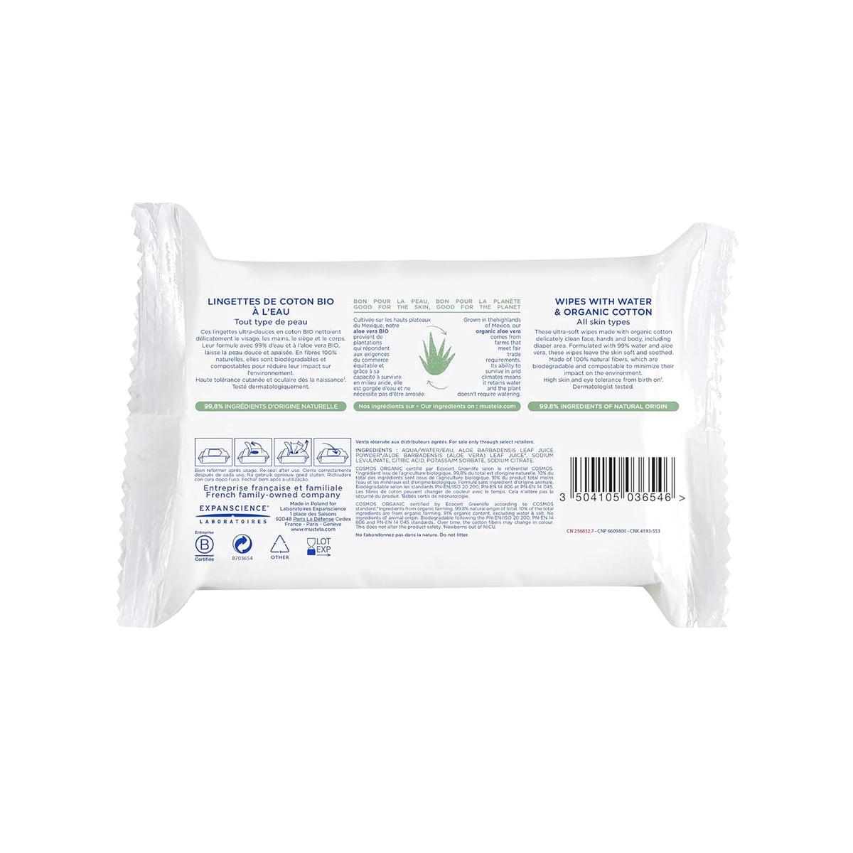 Lingette Coton À L'Eau 60 pcs