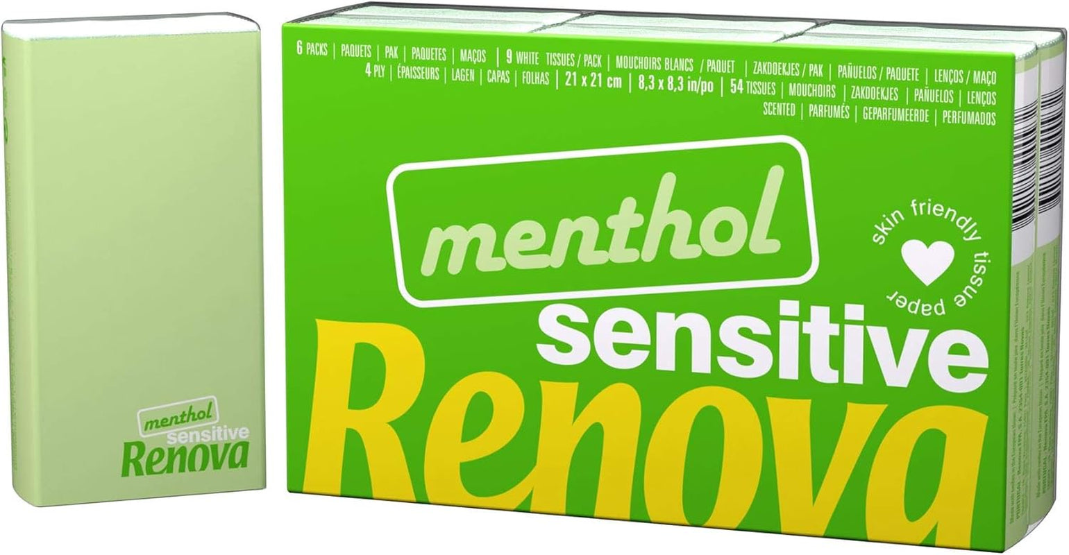 Renova SENSITIVE MENTHOL Pocket Mouchoirs 6 Pack Regular Blanc 1 Pièce (Pack de 6)