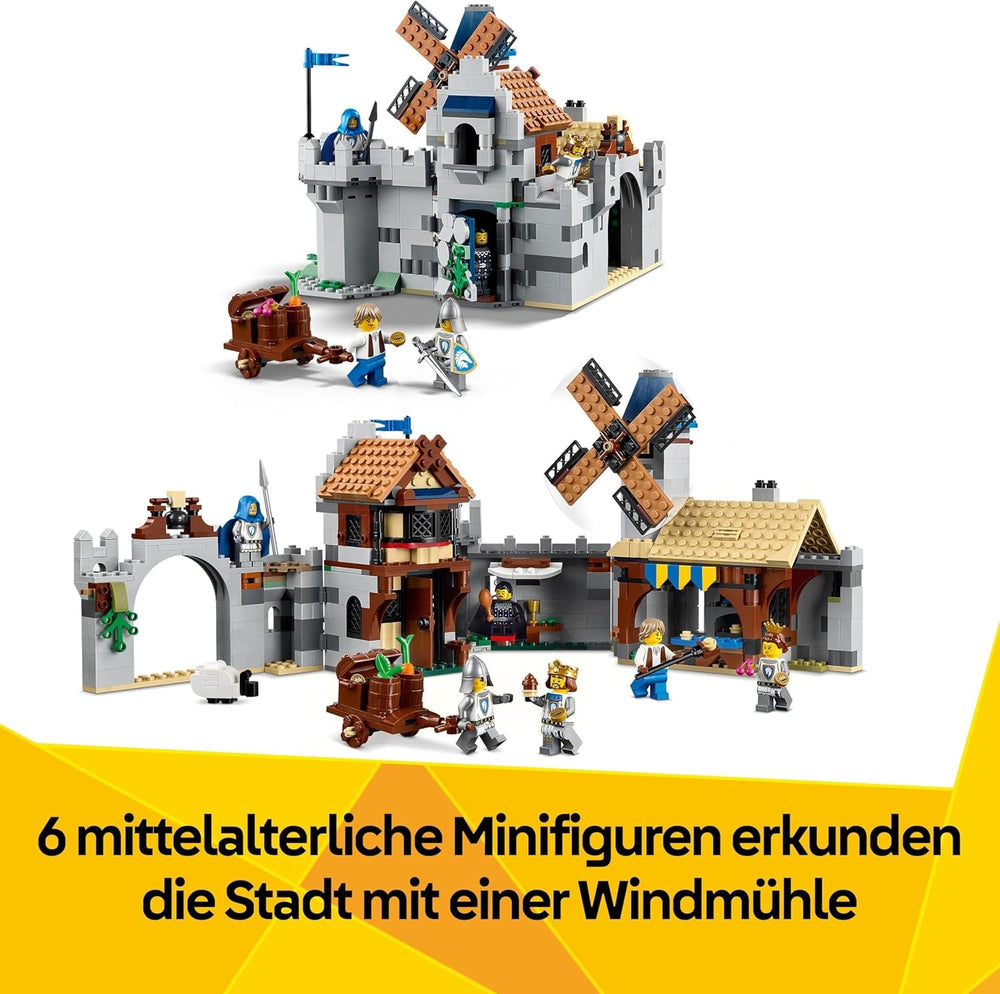 LEGO Creator Ritterburg im Mittelalter - 3-in-1-Bauset - Spielzeug Ritterburg - Umwandelbar in Ritterturnier-Szene oder Stadt - 6 Minifiguren - Geschenk für Jungen und Mädchen ab 9 Jahren 31168