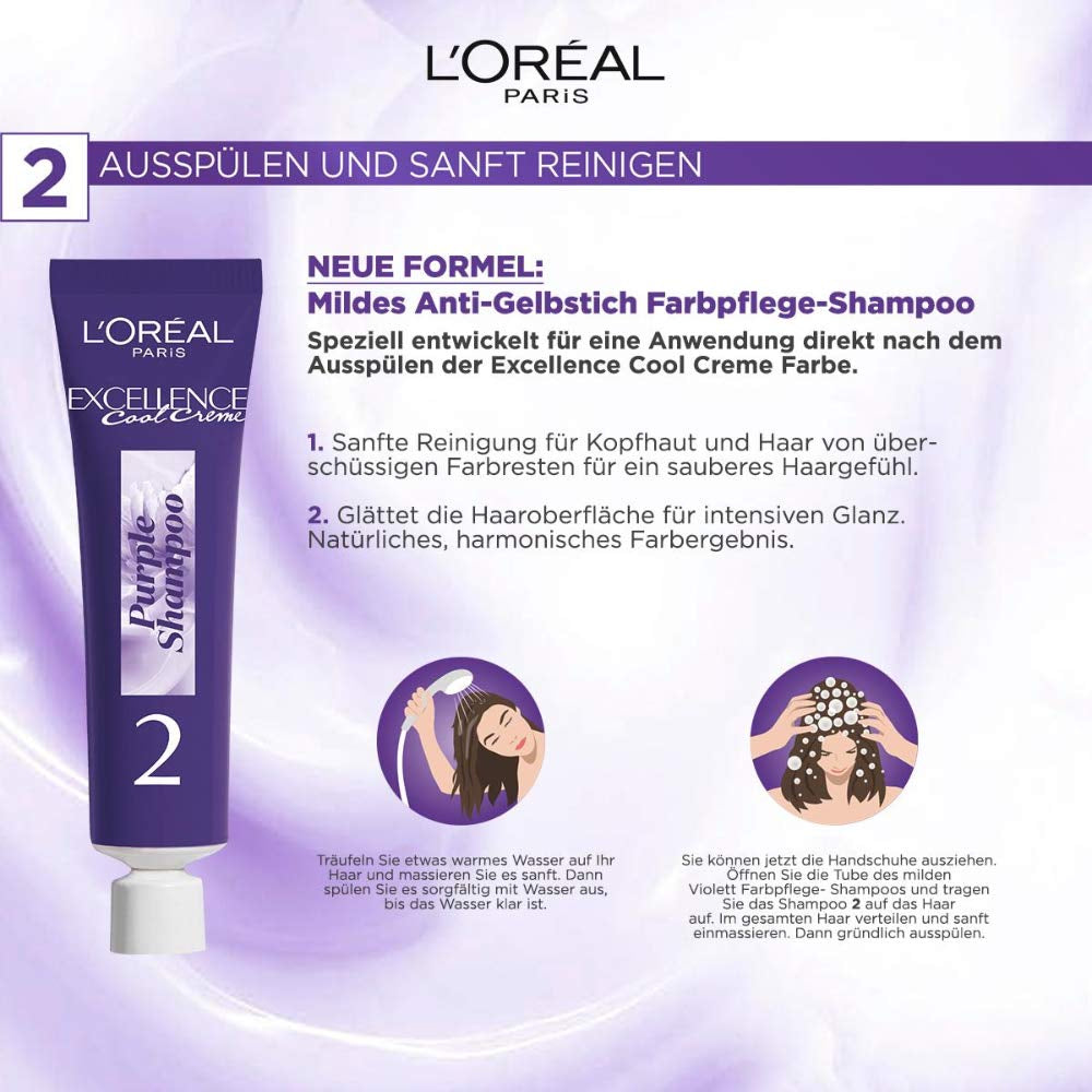 L'Oréal Paris Coloration capillaire permanente résultat couleur ultra cool, couverture 100% des cheveux gris, coffret comprenant coloration, shampoing et crème de soin, Excellence Cool Creme, N°7.11 Blond moyen ultra cool (Blond) Coloration capillaire Naty Shop