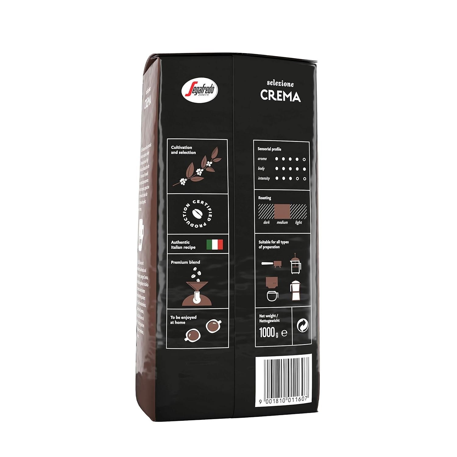 Segafredo Zanetti Selezione Haricots à la crème, paquet de 6 (1 x 1 kg)