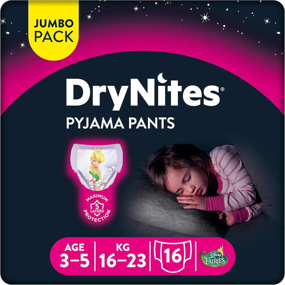 Huggies DryNites Vêtements de nuit pour filles, 3-5 ans (16-23 kg), 2 x 16 pièces