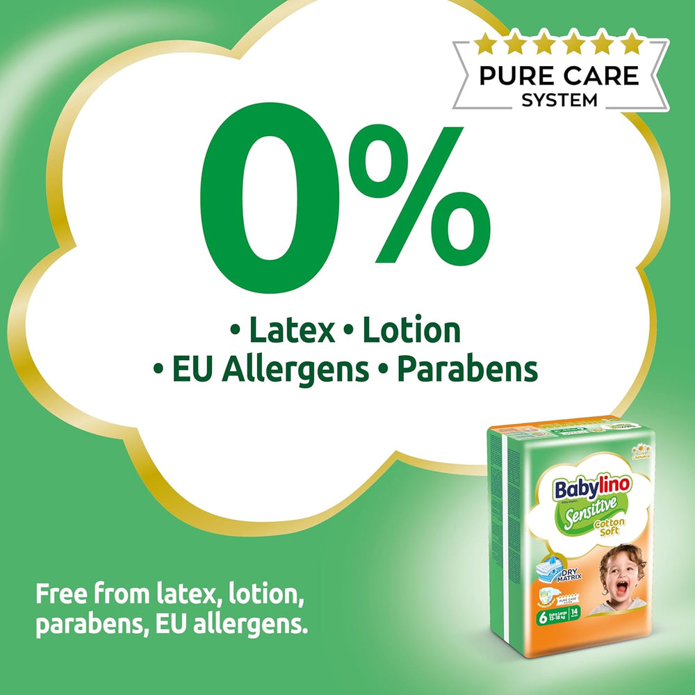 Couches pour bébés sensibles, taille 6, extra large (13-18 kg), 114 couches