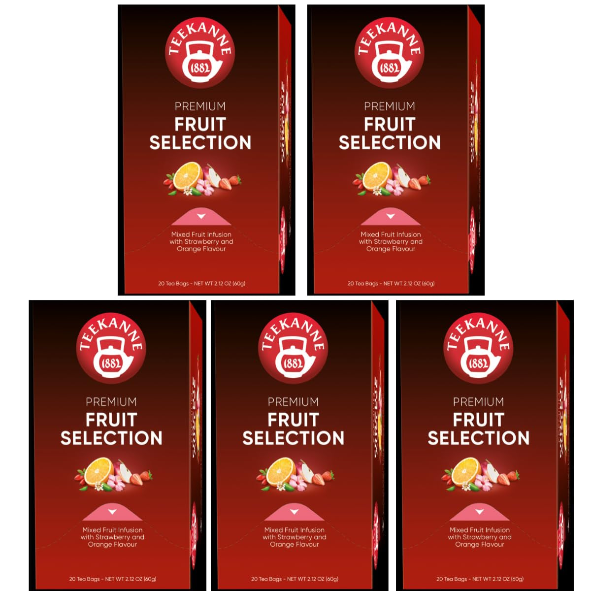 Teekanne Premium Fruit Selection, paquet de 5 (5 x 20 sachets de thé), 5 x 60 g