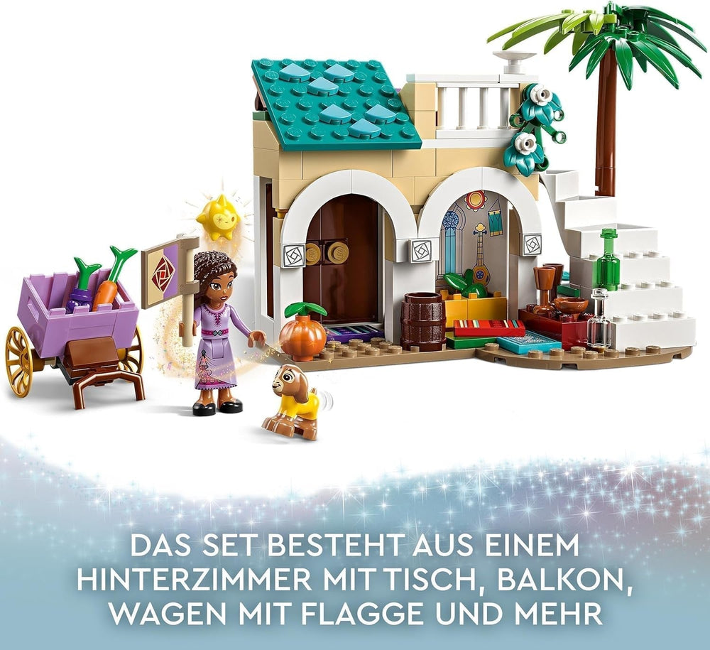LEGO 43223 Disney Wish Asha à Rosas City, ensemble du film Wish avec marché, mini poupée Asha, Valentino en chèvre jouet et figurines étoiles, cadeau pour enfants de 6 ans, ensembles de construction pour filles et garçons Besuche den LEGO-Store