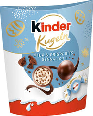 Kinder Balls Milk & Crispy Bits Sensations 90g – Boules de chocolat au lait fourrées au lait et pépites de cacao – Chocolat de Pâques, bonbons de Pâques – Cadeau et souvenir de Pâques