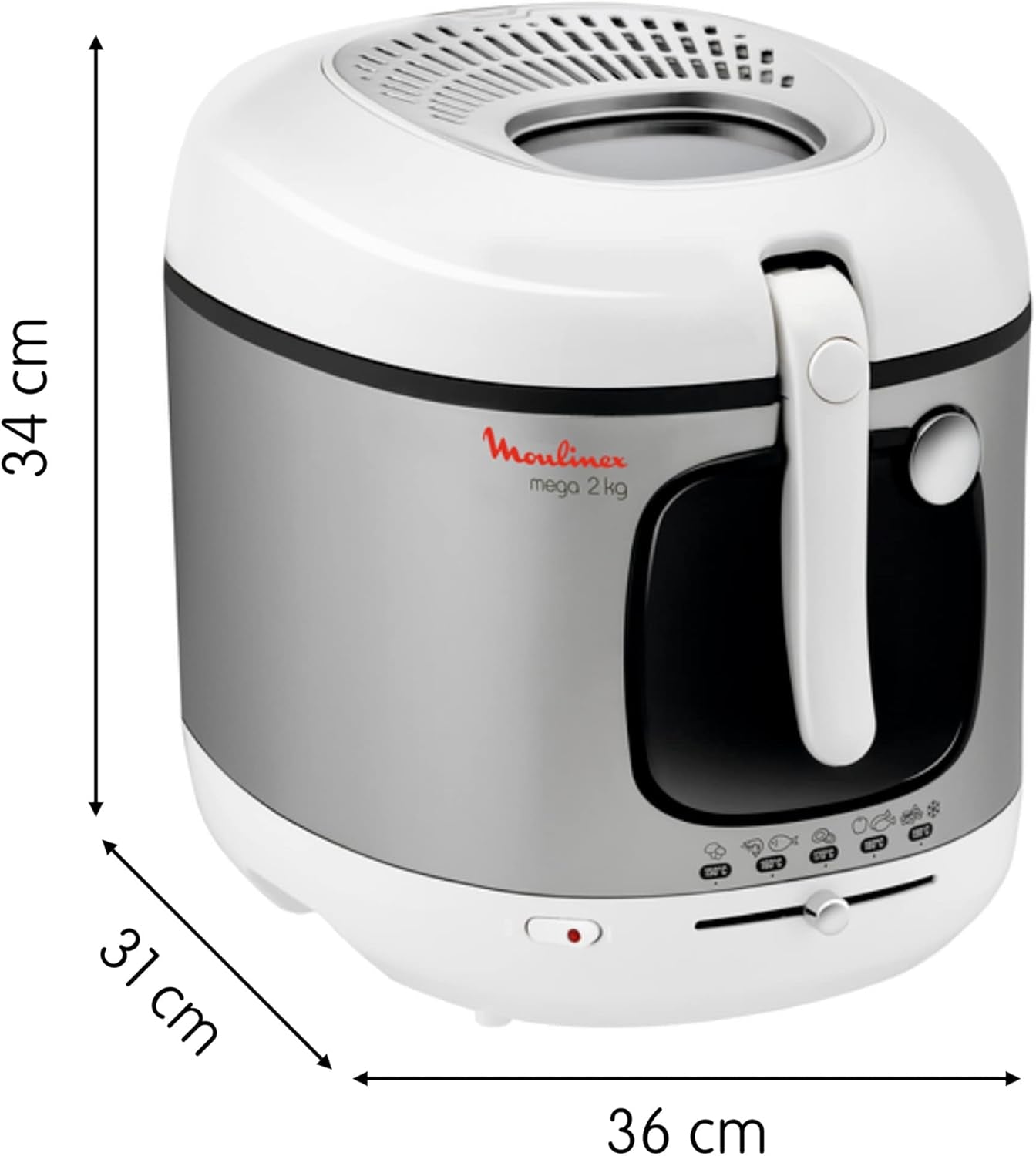 Friteuse AM4800 Mega 2Kg, friteuse à huile, filtre anti-odeur, 1800 W, électroménager Naty Shop