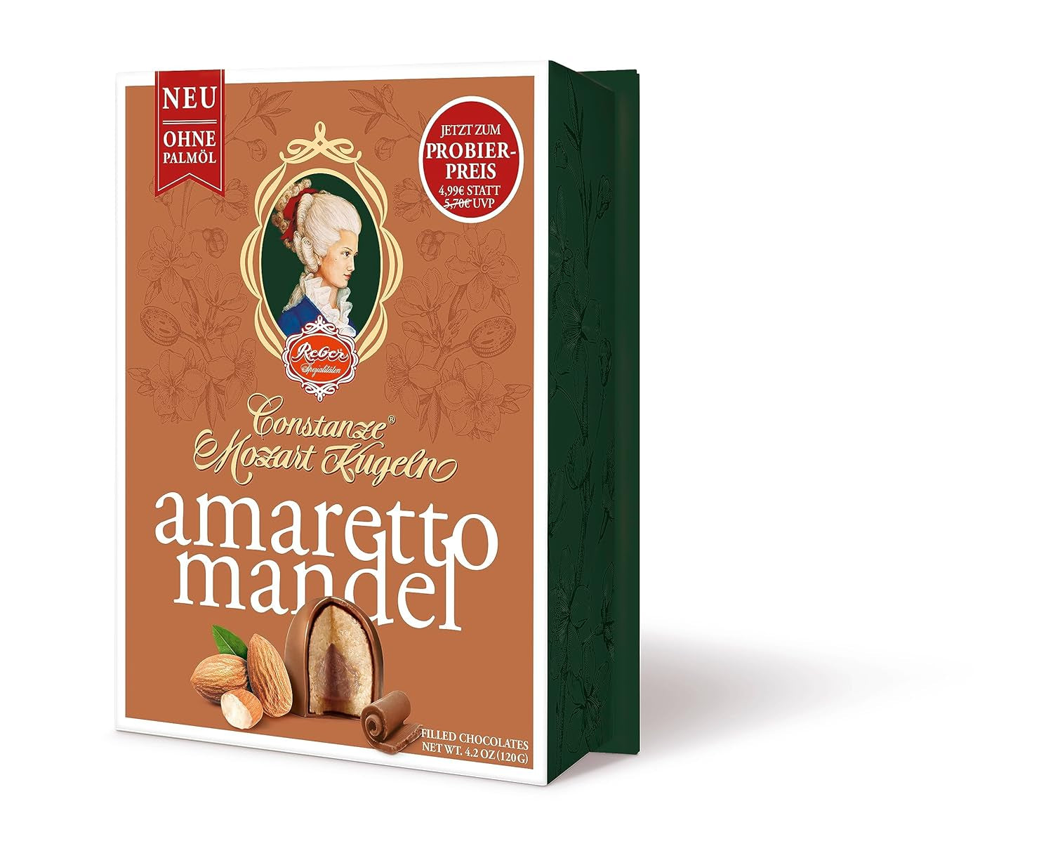 Boules Reber Mozart au chocolat noir, pack de 6 avec pâte d'amande et nougat, vegan - 1 x 120 g