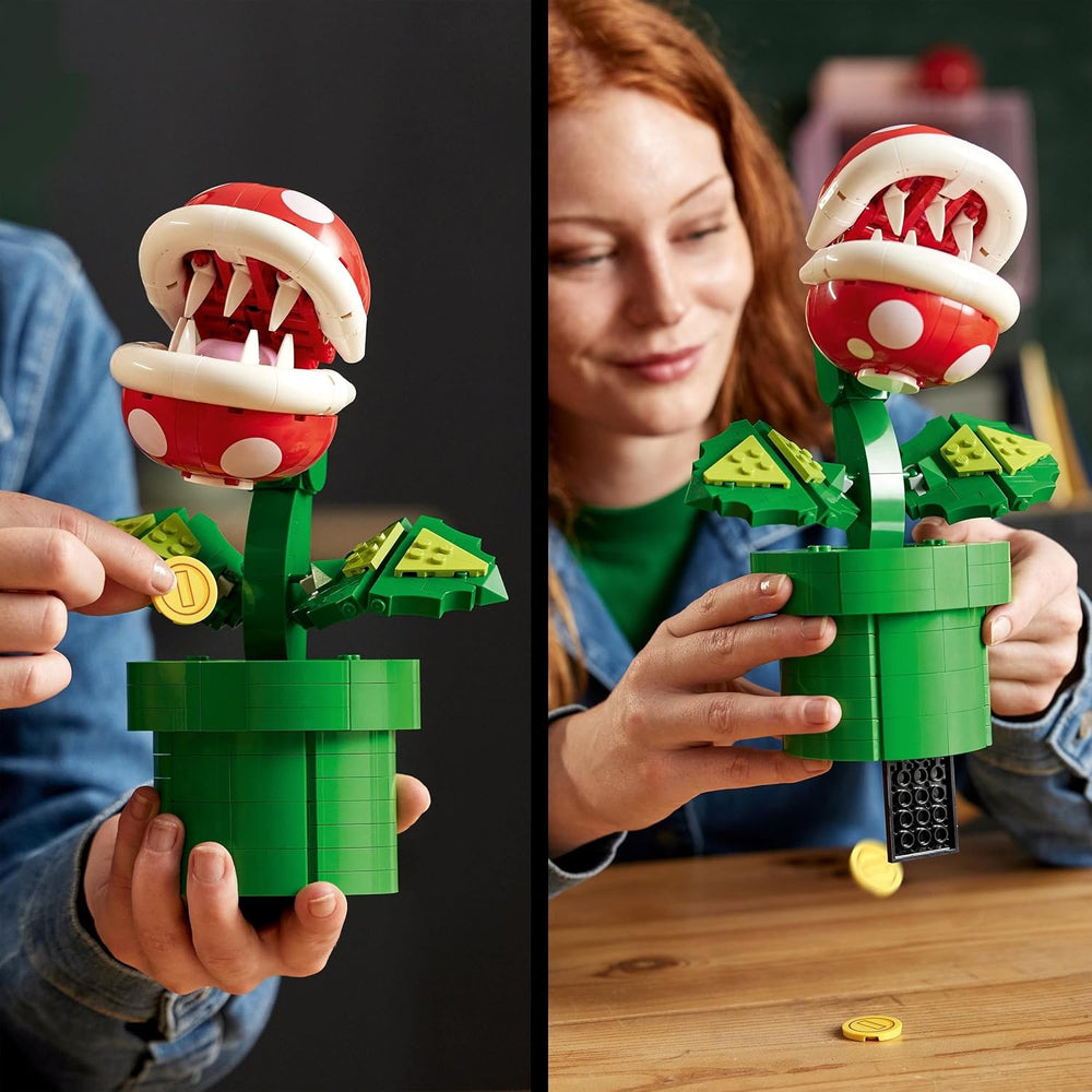 Lego 71426 Super Mario Piranha Plant Set, une figurine avec des personnages et 2 éléments de décoration, un modèle pour l'apprentissage de la construction, de la décoration intérieure, de la maison pour les hommes, les femmes et les jeunes.