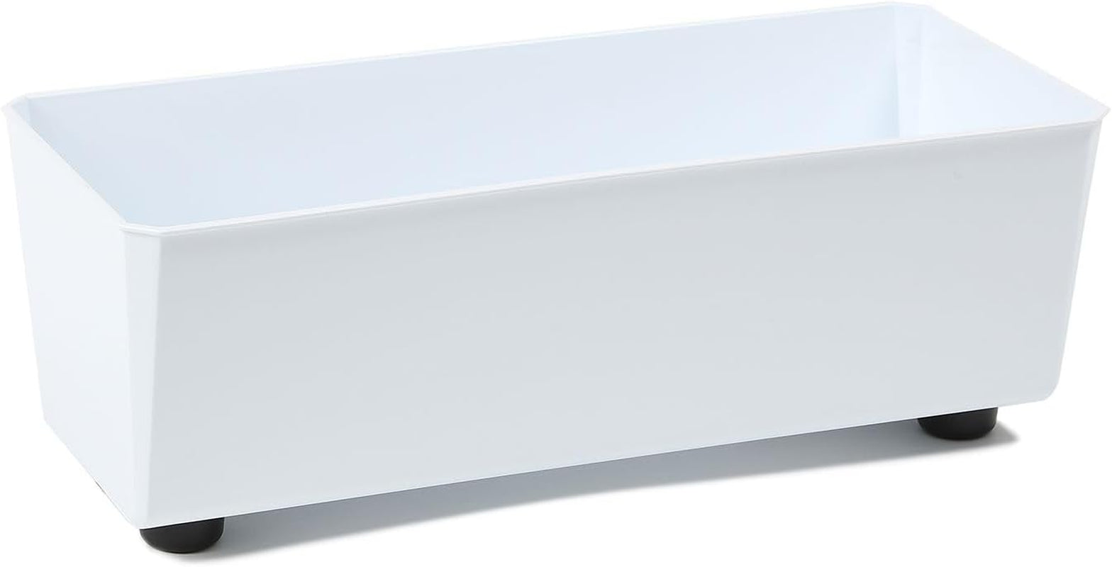 Jardinieră dreptunghiulară LAMELA cu picioare elegante – Ghiveci gri cu aspect de beton, fabricat din plastic robust, 37x17 cm, 6L – Rezistent la intemperii și ușor de curățat – Pentru interior și exterior