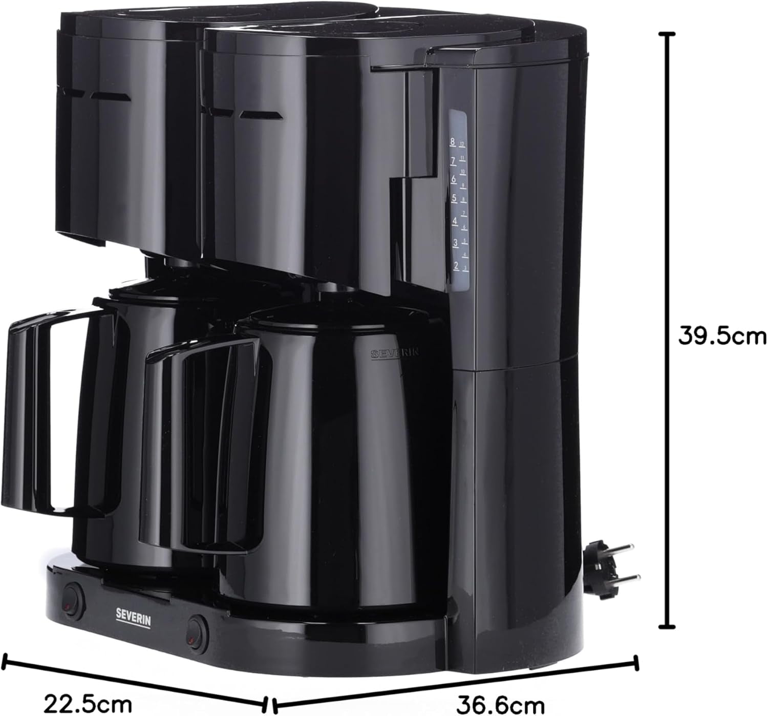 SEVERIN Machine à café filtre Duo avec carafe thermique, machine à café jusqu'à 16 tasses, jolie machine à filtre avec 2 carafes isothermes, noir, KA 9315