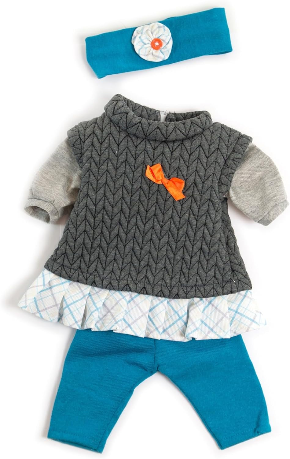 Miniland Set Puppenkleidung 40cm, Kleid, Leggins et Stirnband, Übergangszeit