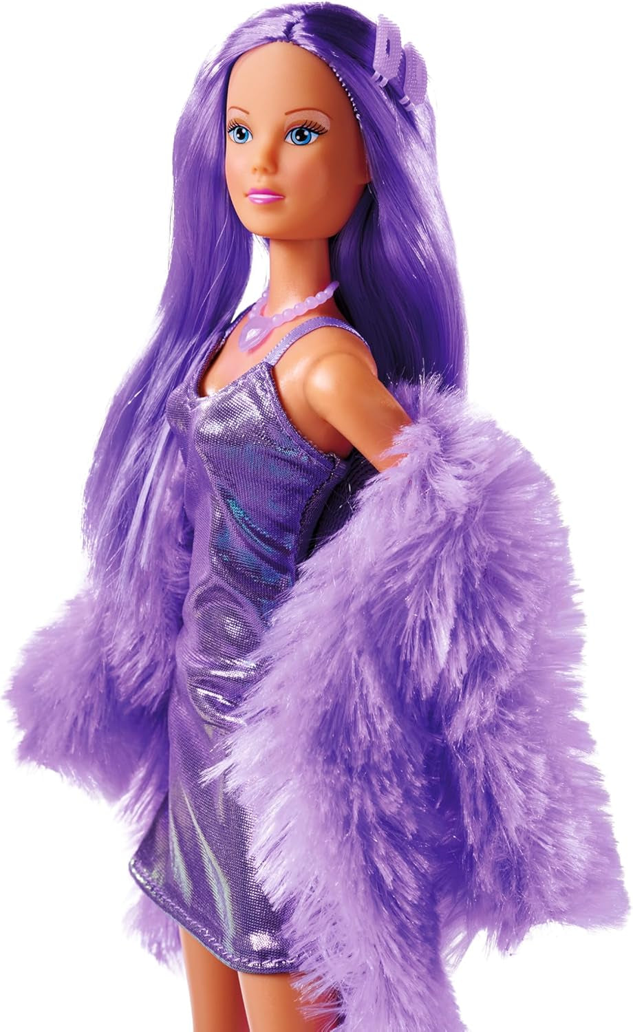 Simba Steffi Love Fluffy, poupée dans une robe de chambre avec veste de chasse et jouet de mode, poupée de jeu 29 cm, à partir de 3 ans