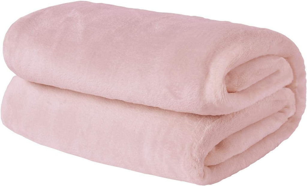 Brentford's Flannel Fleece Blanket, Extra Soft, Large, Fluffy, Warm, cuvertură de pat pentru dormitor, pat simplu, canapea, canapea, Blush Pink - 120 X 150 Cm Paturi si Cuverturi Besuche den Brentfords-Store Culori multiple Complet