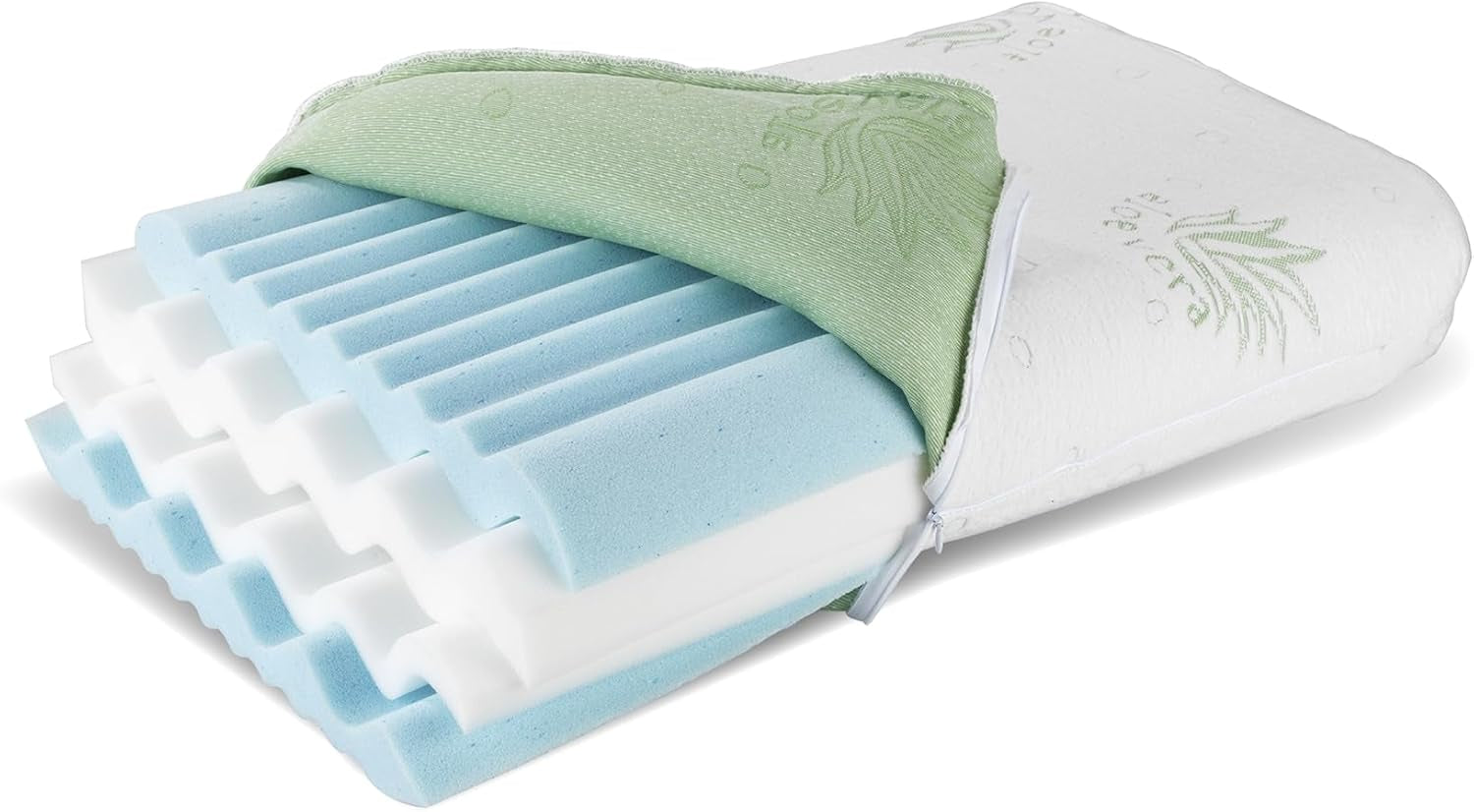 Oreiller de soutien cervical en visco Maximex, Oreiller de soutien respirant avec rembourrage en mousse ergonomique, Oreiller de soutien cervical réglable en hauteur et en hauteur pour un sommeil réparateur, Avec aloe vera Oreillers standards Naty Shop