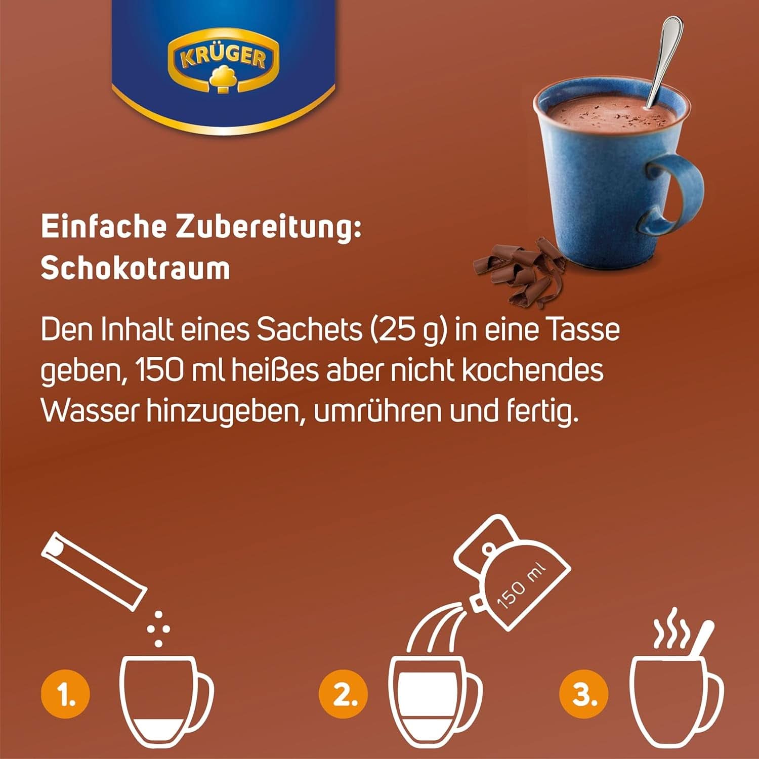 KRÜGER Family, Cacao en poudre pour chocolat chaud, 8 boîtes x 10 sachets, 8 x 250 grammes Cacao et Chocolat Chaud Naty Shop