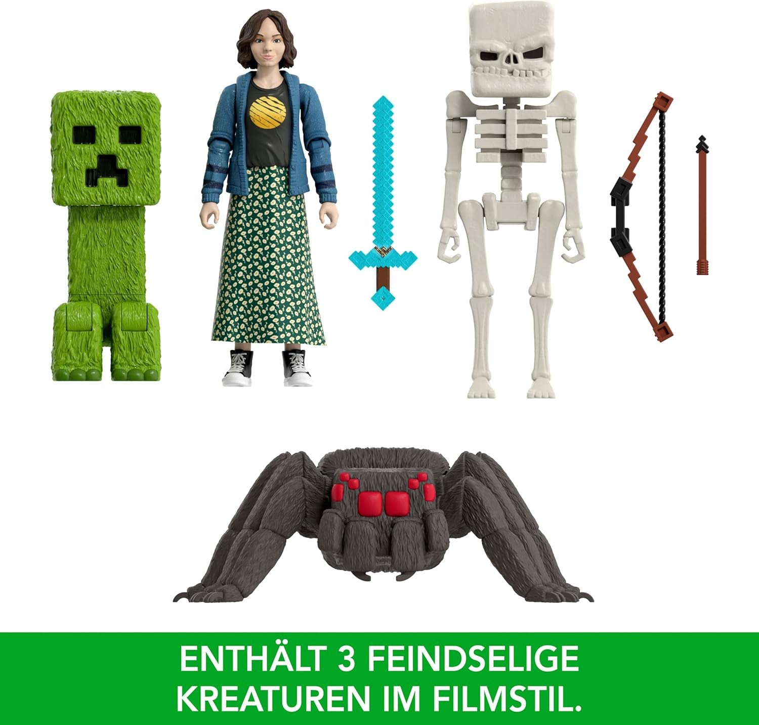 Mattel Minecraft Story Set avec 4 figurines d'action et 3 accessoires Rencontres dans l'Overworld Set Minecraft Movie Inspired Collectible Toy JFR70 Action Figures Naty Shop