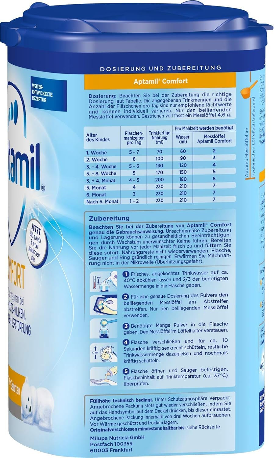 Aptamil Confort – Aliment spécial dès la naissance, pour coliques, flatulences et constipation, 800 grammes Naty Shop