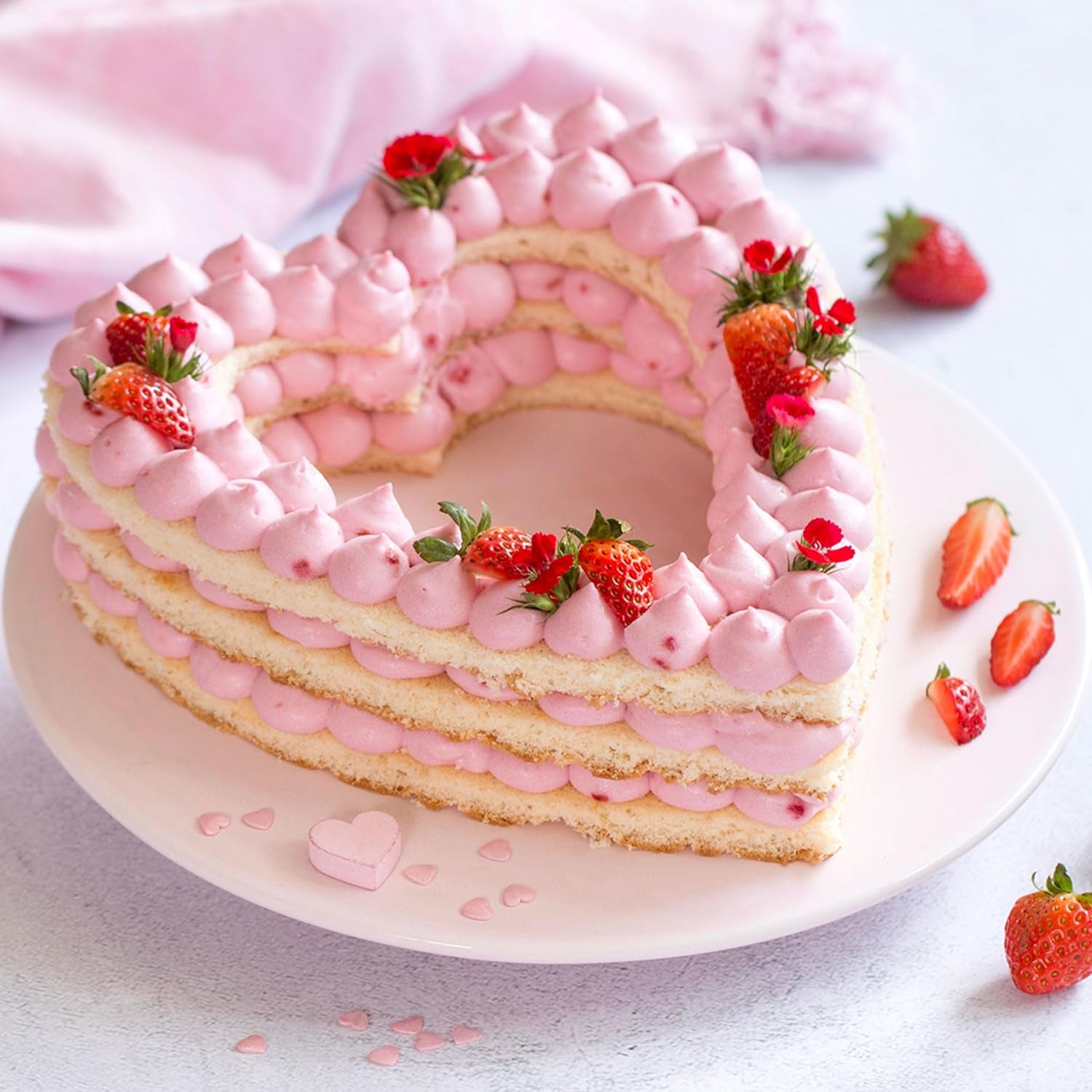 Plaque à pâtisserie en forme de cœur Städter, ø 26 cm, acier inoxydable - résistante à la rouille, qualité professionnelle, idéale pour les gâteaux à la crème, passe au lave-vaisselle, recettes incluses, surface brillante