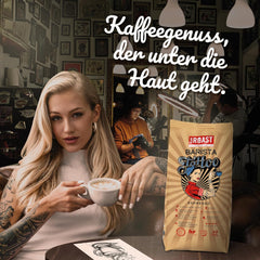 BLANK ROAST - Barista Tattoo Espresso - 1000g - im Langzeit Trommel-Röstverfahren geröstet - Bohnen aus den besten Anbaugebieten - Premium Arabica & Edel Robusta - schokoladig & nussig - säurearm