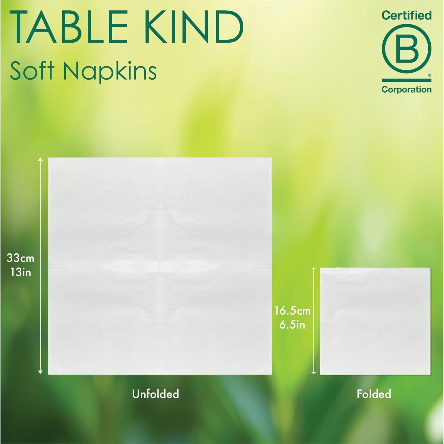 Table Kind 100 serviettes blanches douces en vrac, serviettes de haute qualité pour les fêtes, la restauration et un usage quotidien, FSC, durables et recyclables, fabriquées dans l'UE | 2 plis | 33 cm