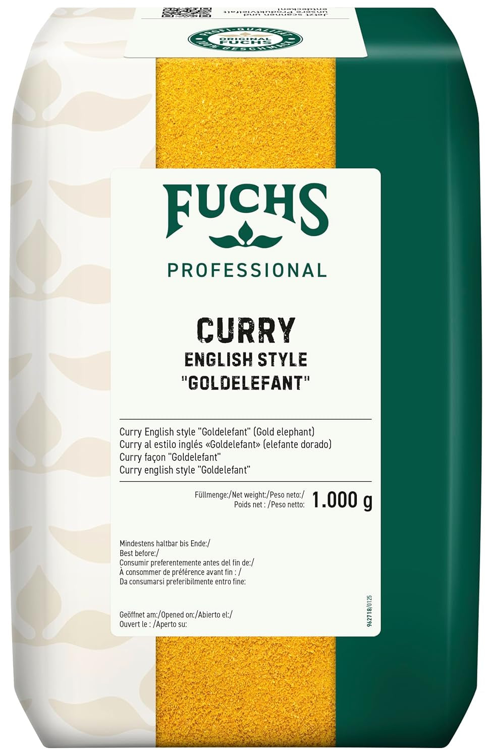 Fuchs Professional - Curry à l'anglaise "Goldelephant" | Zum Würzen von Suppen, Saucen et Reisgerichten | Qualité professionnelle pour les grossistes et la gastronomie | Sac recyclable de 1 kg