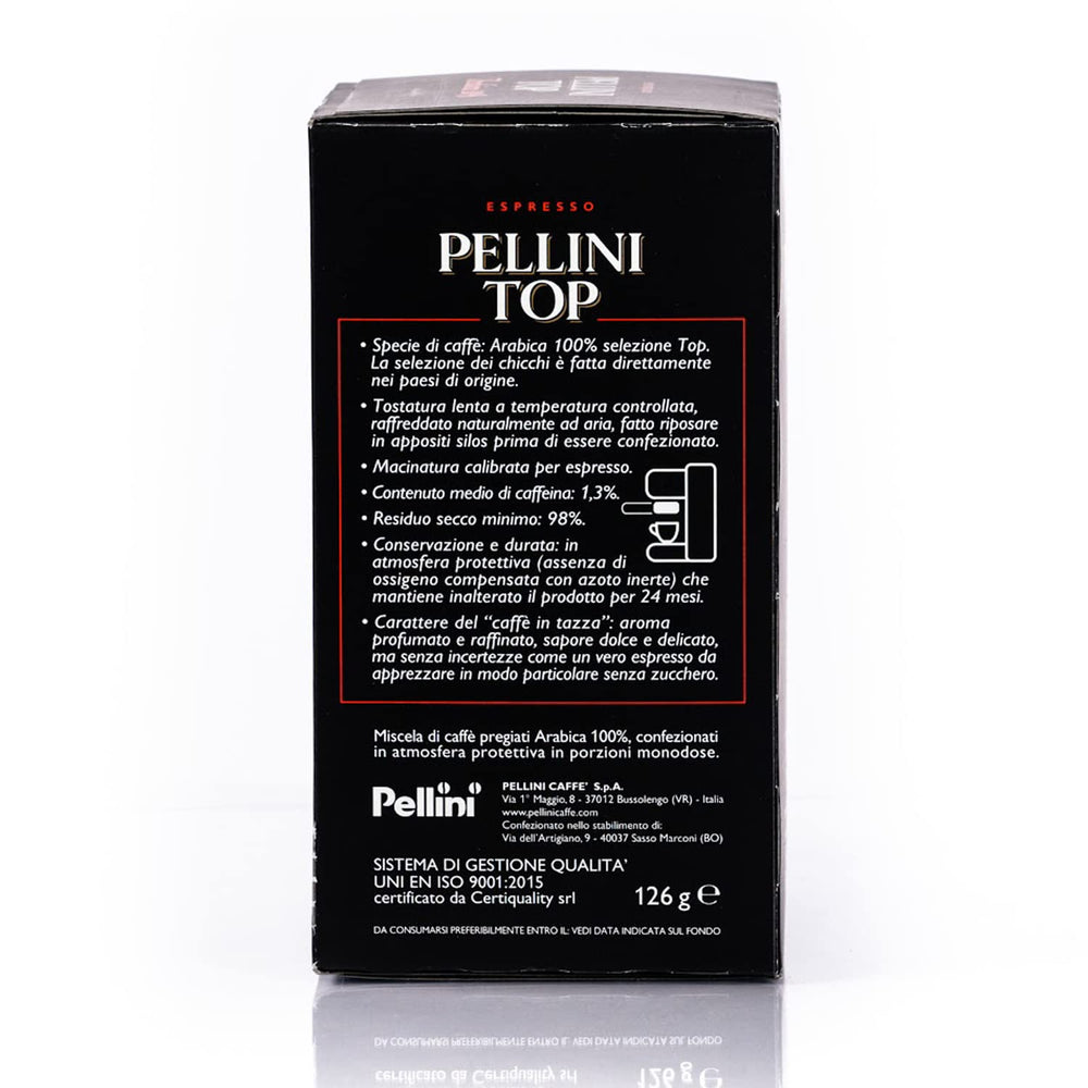 Pellini Caffè, Espresso Pellini Top 100% Arabica - 6 paquets avec 18 dosettes (6x126 g, total 108 dosettes)