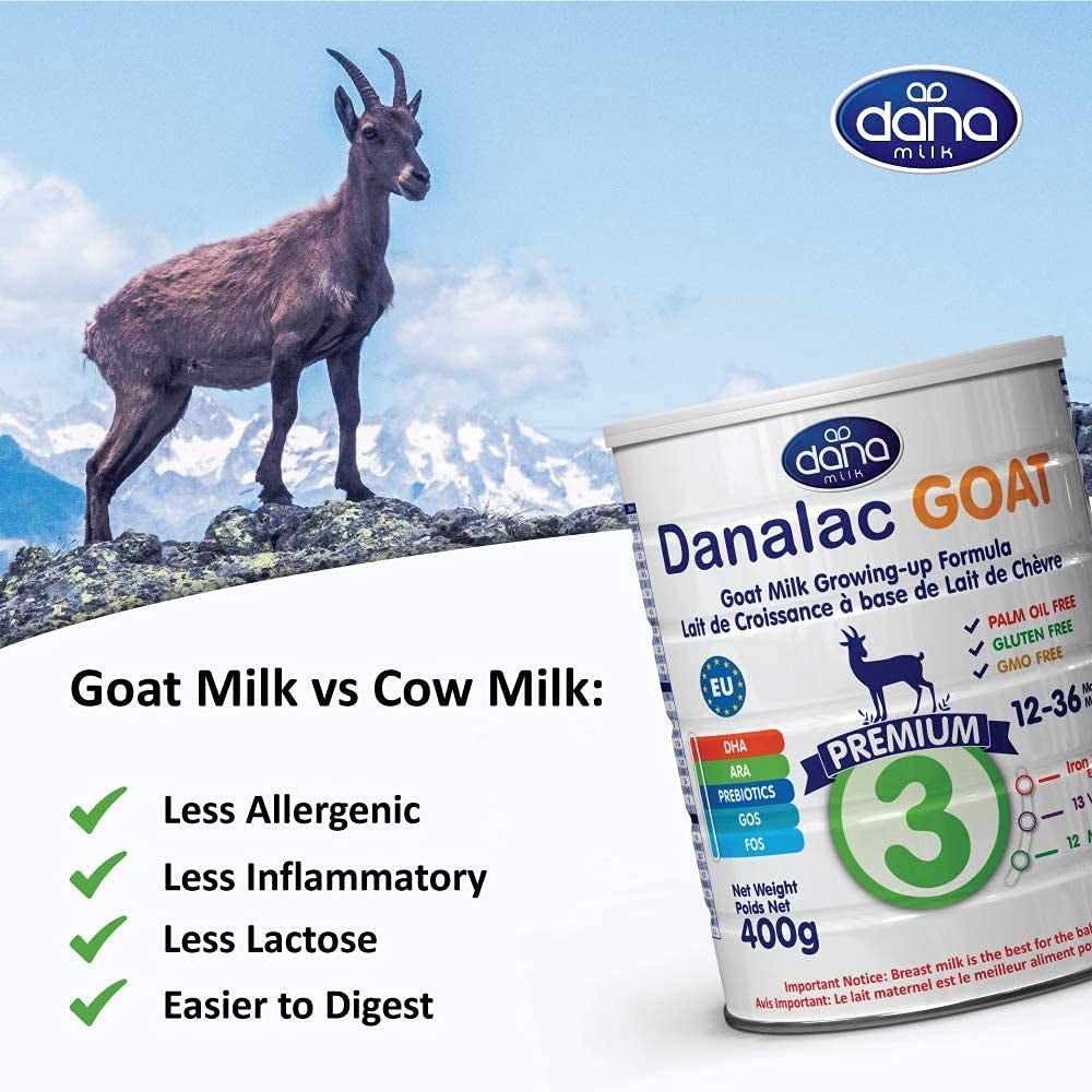 Danalac (Pachet de 1) Formulă avansată de lapte de capră pentru creștere 800g Lapte praf pentru bebeluși Etapa 3 pentru copii mici și bebeluși cu vârsta cuprinsă între 1 și 3 ani