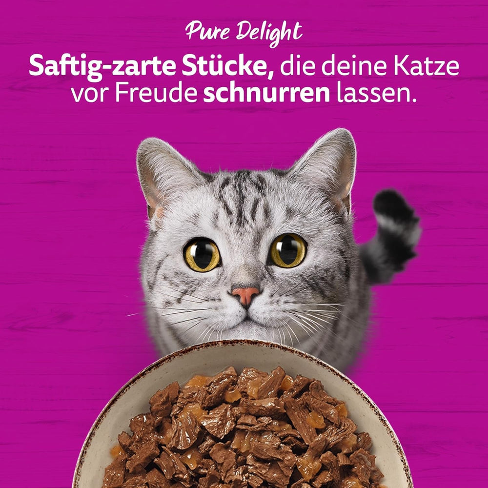 WHISKAS PURE DELIGHT Aliment humide en gelée 24 x 85g Ragoût Classique (4 paquets) 48 sachets portionnés