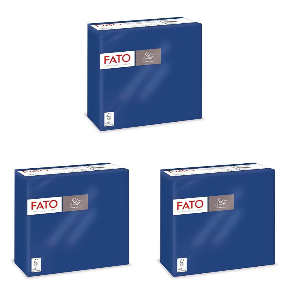 - Mouchoirs en papier jetables doux et doux, paquet de 40 mouchoirs taille 38 x 38 pliés en 4 à 2 couches de couleur bleu nuit, papier 100 % pure cellulose certifié FSC (lot de 3)