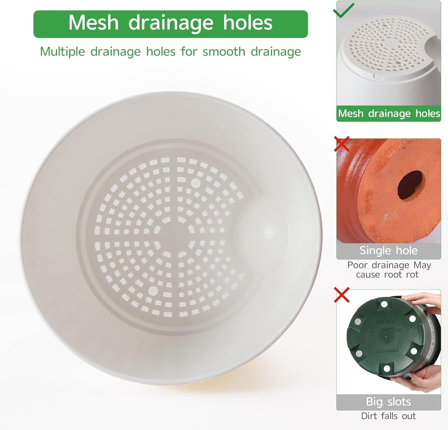 CSYY Pots de Fleurs Ensemble de 7 Pots de Fleurs en Plastique avec système d'arrosage 20,3/19/17,7/16,5/15,2/14/12,7 cm Pots à arrosage Automatique et Soucoupe intérieur extérieur