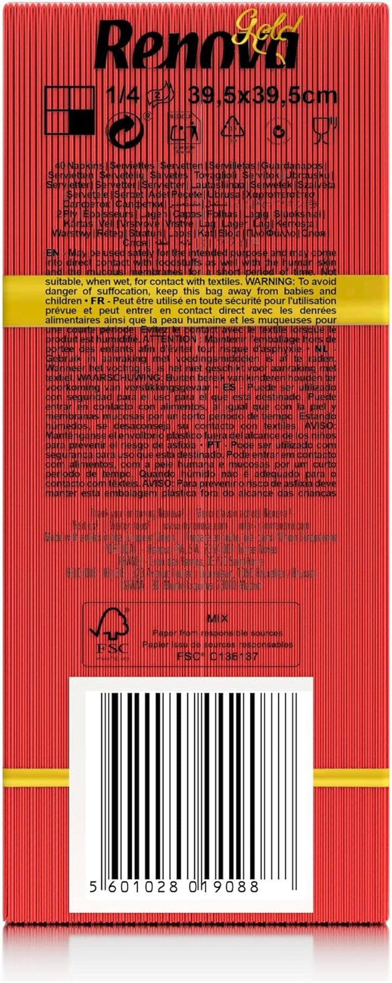 Serviettes en papier Renova Rouge Or - 40 Serviettes