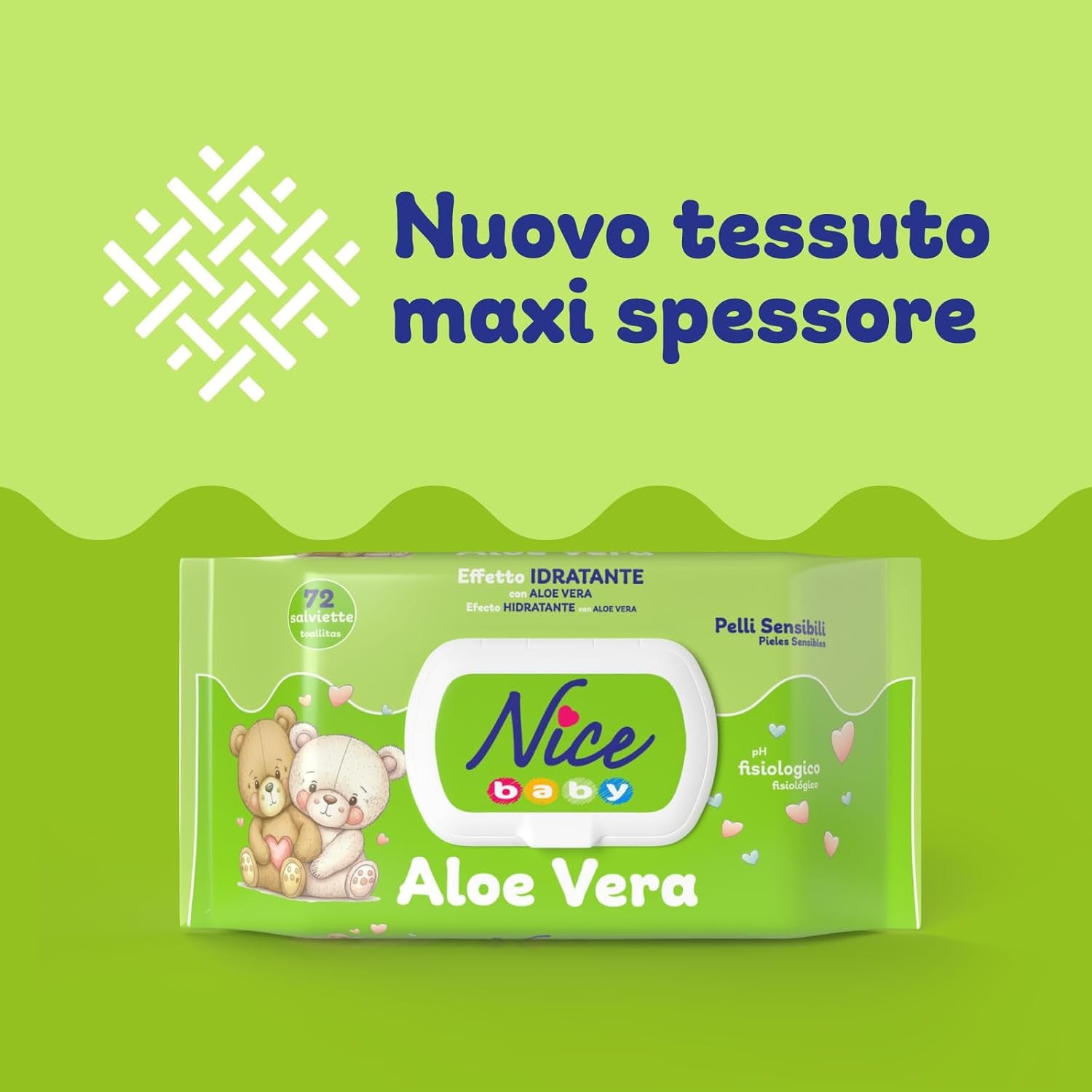 Lingettes nettoyantes pour enfants et bébés - à l'aloe vera et à l'huile d'argan - testées dermatologiquement - valeur pH physiologique - format maxi : paquet de 72 lingettes - Nice