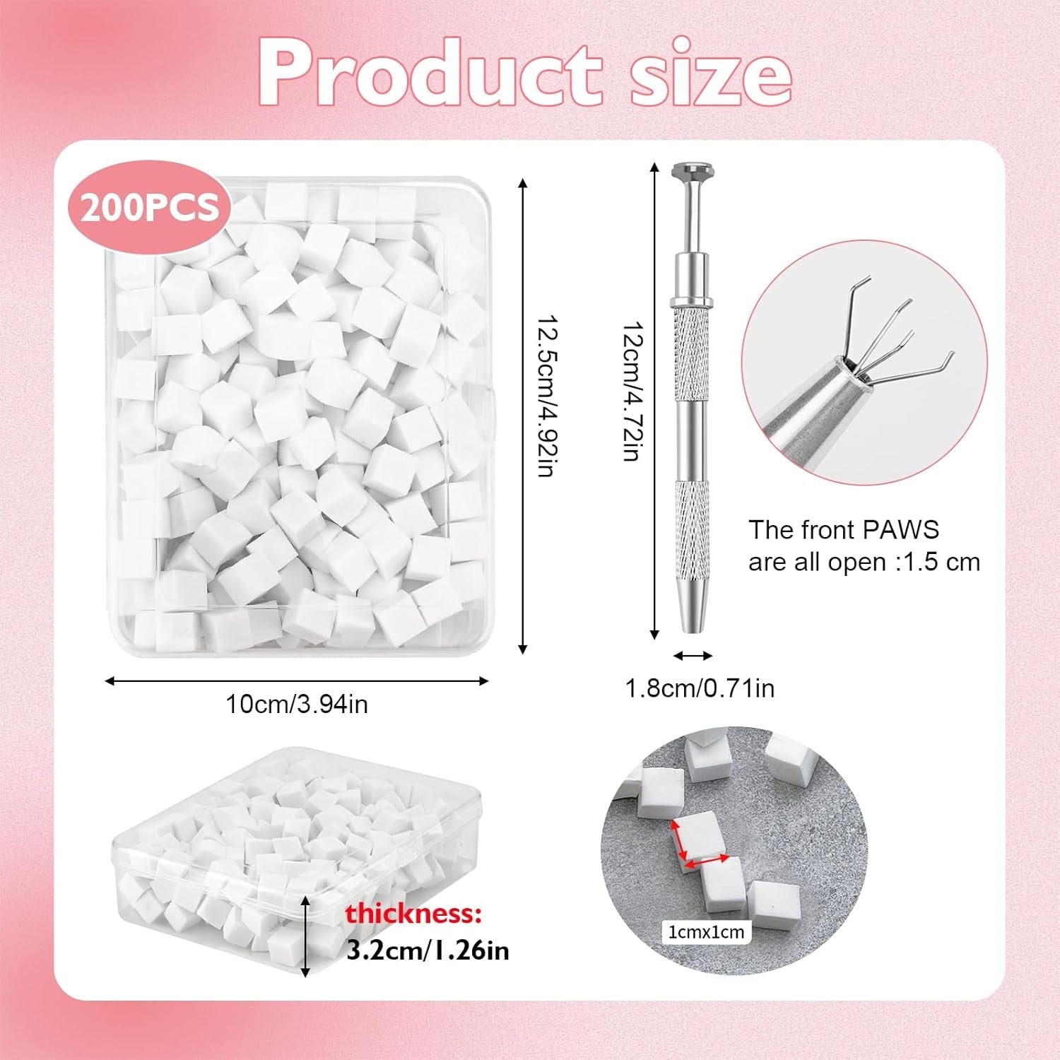 200 pièces Nail Art Schwamm Mit Metallgreifer,Nagelkunst Rendering Werkzeuge Mit Greifer,Éponge Nagel Pinsel,Nageldesign Zubehör Für Nail Art Rendering