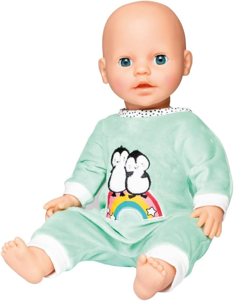 Heless 1181 - Combinaison de poupée motif pingouin à pois en velours doux avec broderie de haute qualité, taille 28-35 cm