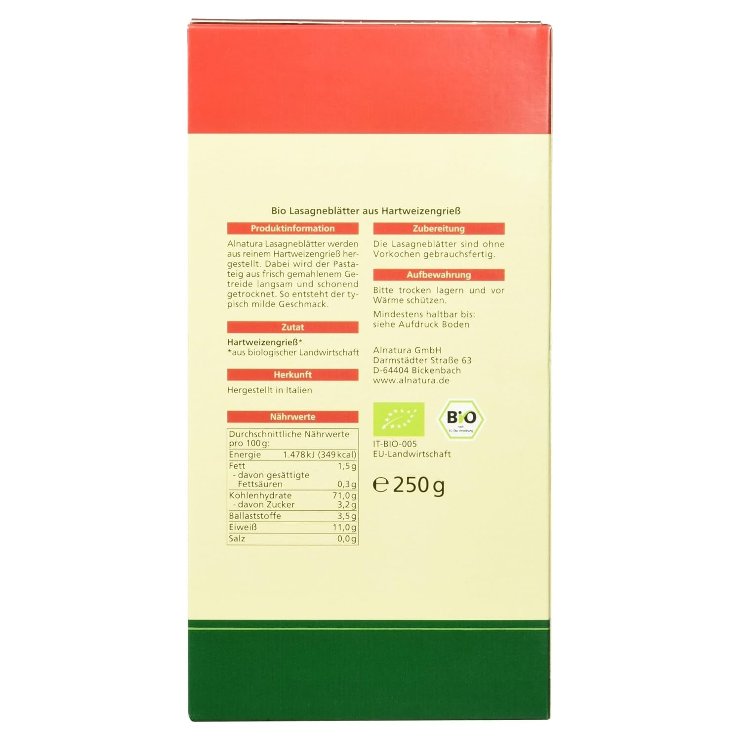 Lasagnes bio, 250g