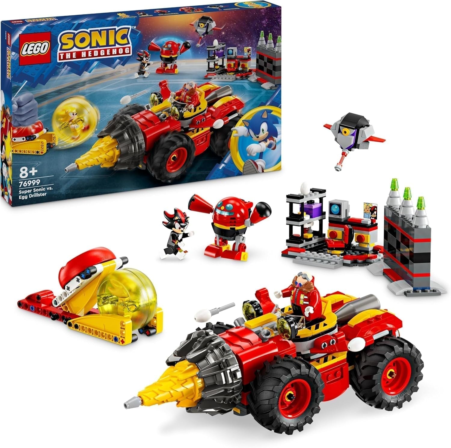 LEGO Sonic le Hérisson Super Sonic contre. Ensemble de jeu vidéo Egg Drillster Adventure, cadeau pour enfants, ensemble Shadow et Dr Eggman pour garçons et filles de 8 ans, 76999 ensembles de construction Besuche den LEGO-Store Default Title