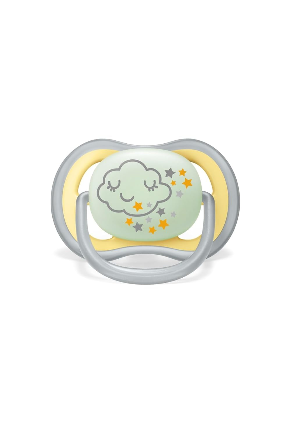 Philips AVENT Sucette de nuit Ultra Air pour bébés de 18 mois et plus qui brillent dans le noir, pack de deux nuages/tigre (modèle SCF376/01)