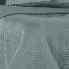 Ameliahome Couvre-lit avec pompons 220X240 Cm Couvre-lit double face matelassage par ultrasons Polyester Meadore Gris Lits et couvertures Besuche den AmeliaHome-Store