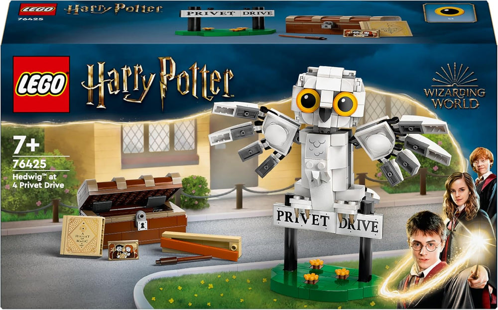 LEGO Harry Potter Hedwige à Privet Drive 4 Ensemble de hibou pour enfants, figurine d'animal à construire avec valise de Poudlard, petit cadeau pour les garçons, les filles et tous les fans à partir de 7 ans 76425 Jeux de construction Besuche den LEGO-Store